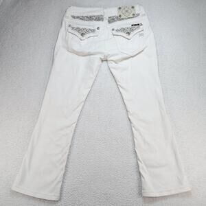 Miss Me Jeans Womens 29 Signature Boot Cut Sequin Flap Pockets Rodeo Denim White